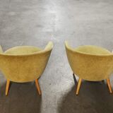 Chair round modernist graphic velvet thick yellow