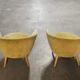 Chair round modernist graphic velvet thick yellow
