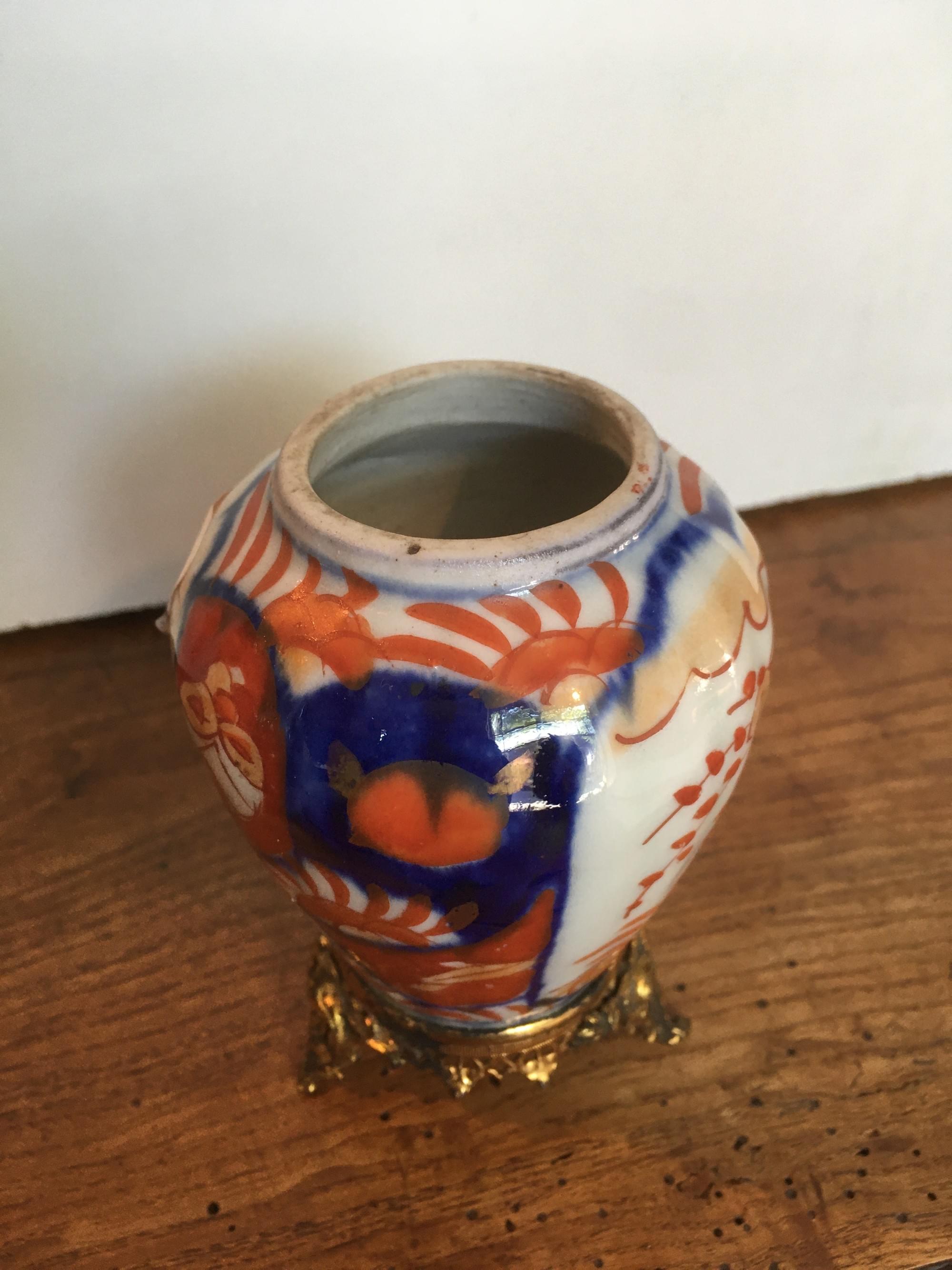 Bronze-mounted imari vase