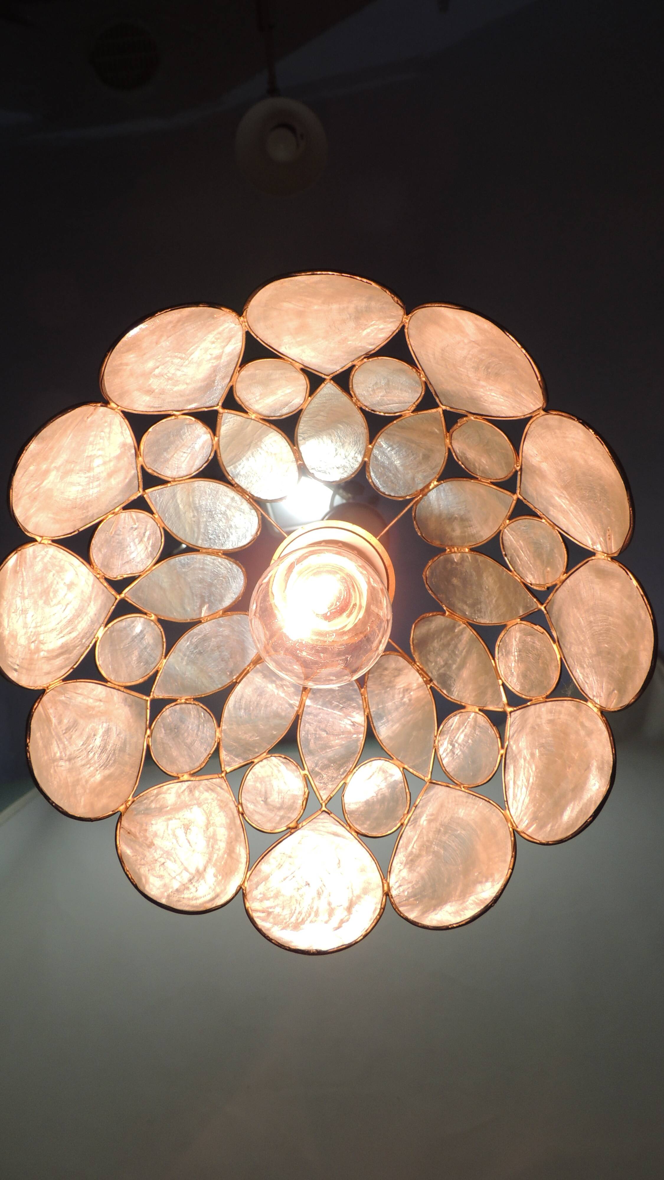 Vintage 1970s shell pendant lamp ceiling light lampshade