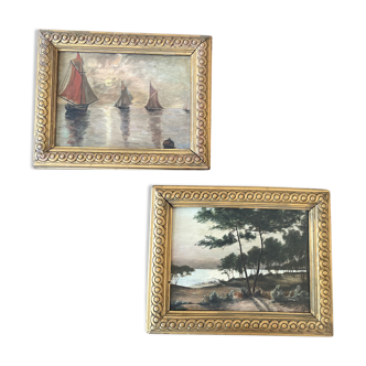 Oils on framed cardboard 1900