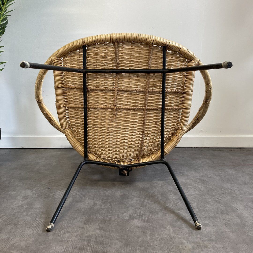 Vintage rattan chair bohemian volutes