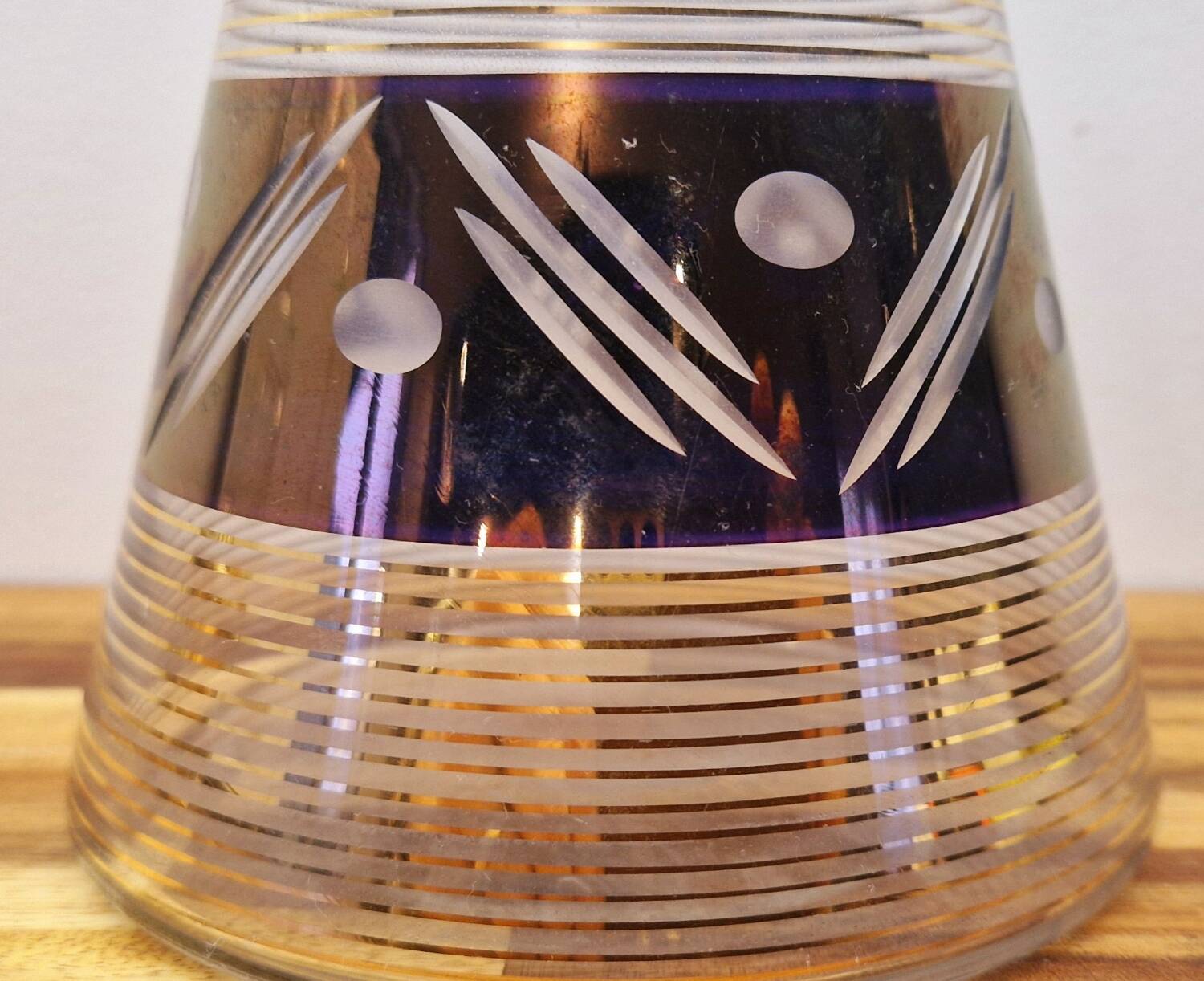 Art Deco style glass carafe with gold decoration