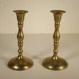 Pair of brass candle holders