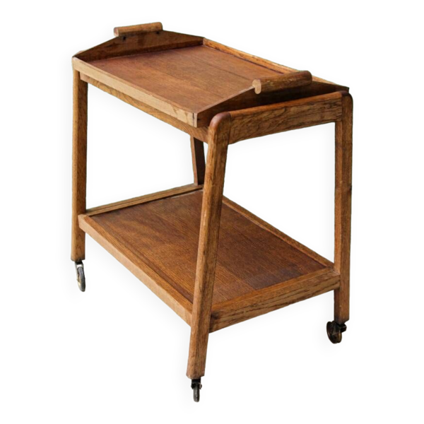 Desserte roulante scandinave en teck