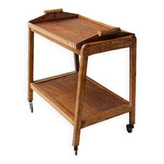 Scandinavian teak rolling trolley