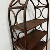 Dark rattan and bamboo bookshelf shelf