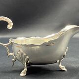 English George III style silver plated tripod sauce boat