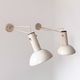 Pair of XL vintage wall lights in matte white metal, France 1970.