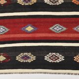 5x7 Red Black Handmade Persian Kilim Rug, 168x228Cm