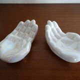 Pair of empty iridescent hand pockets in vintage ceramic 1960