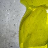 Lime Green Hand-Blown Uranium Glass Swirl Vase — 30 cm, Flared Rim, Art Glass