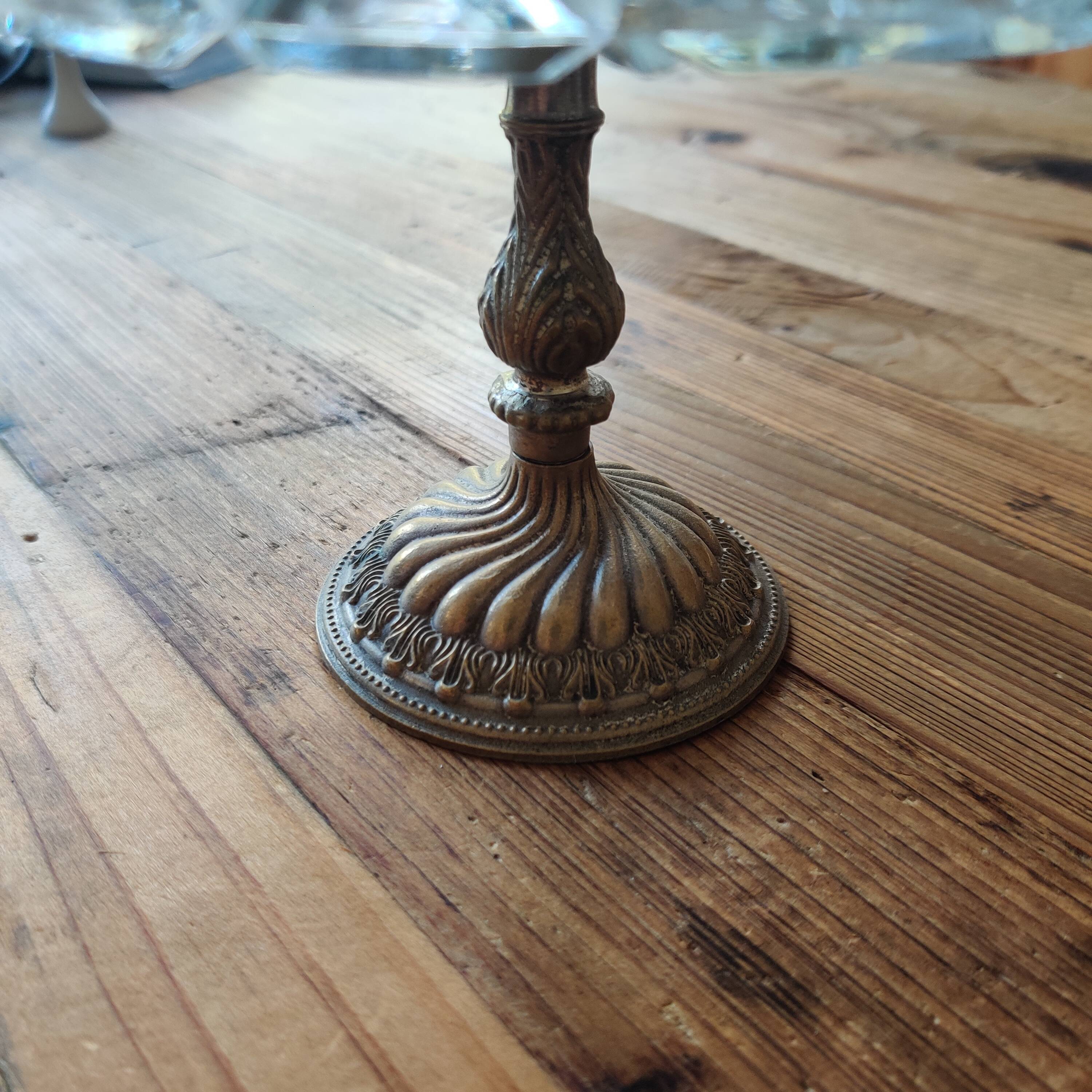 19th century cut crystal cup, circled in late 19th century brass