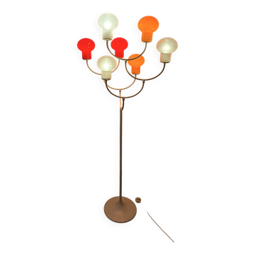 Eva Renée Nele floor lamp for Temde, seven glass bulb shades, 1960s