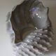 Large iridescent barbotine shell bowl, Italy vintage