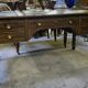 Empire-style minister's desk with swan necks in mahogany.