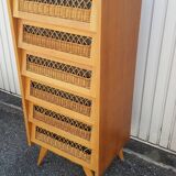 Dresser in oak and wicker