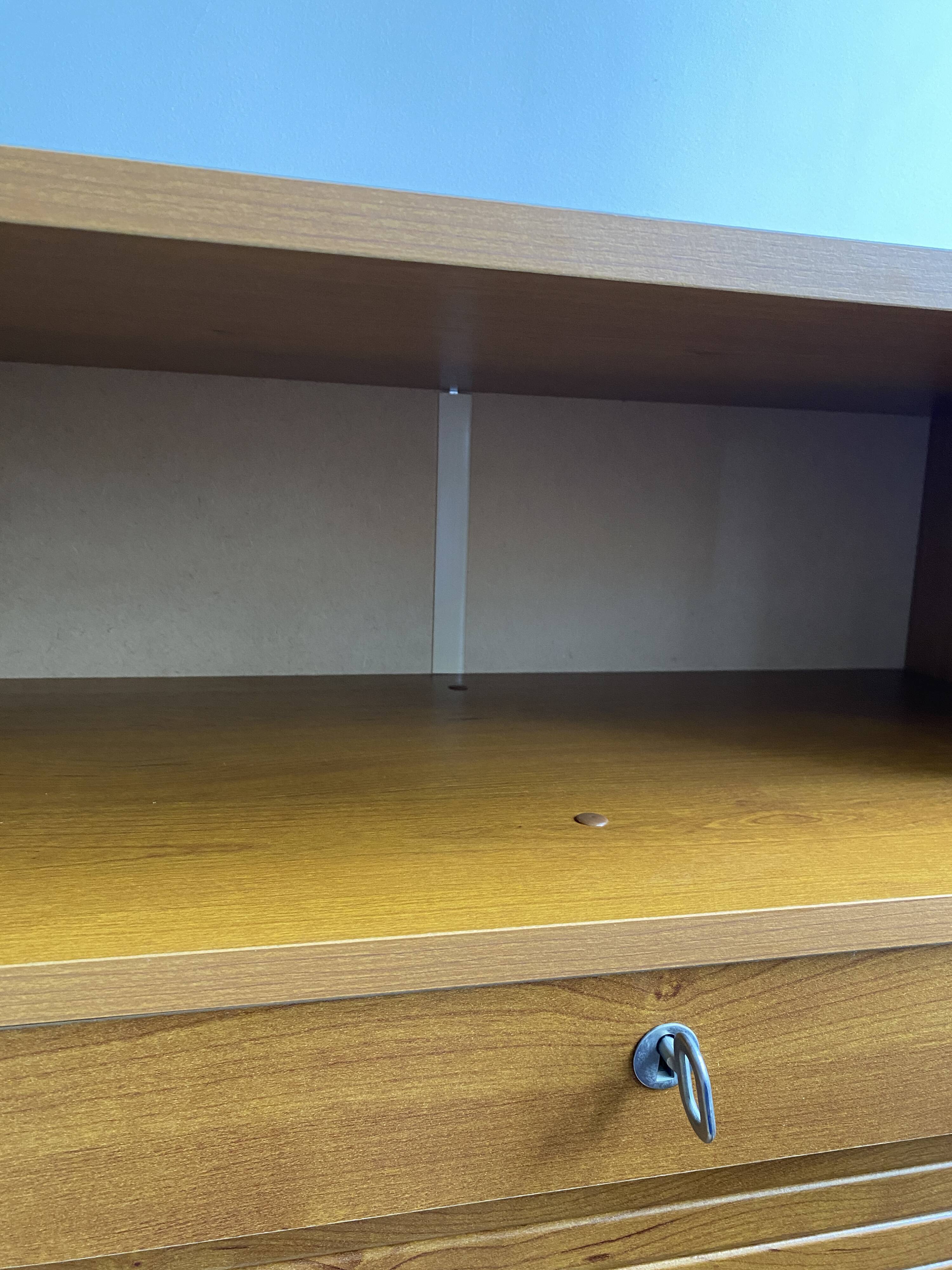 Low storage unit, 70s/80s three height-adjustable shelves