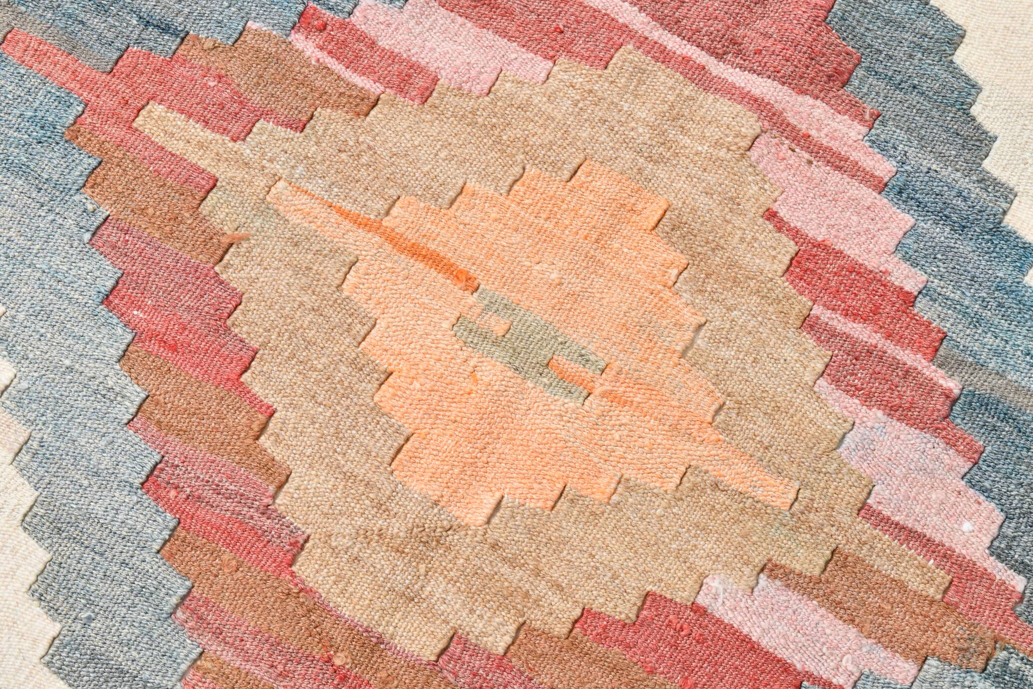8x11 Brown & Cream Geometric Kilim Rug, 260x341Cm