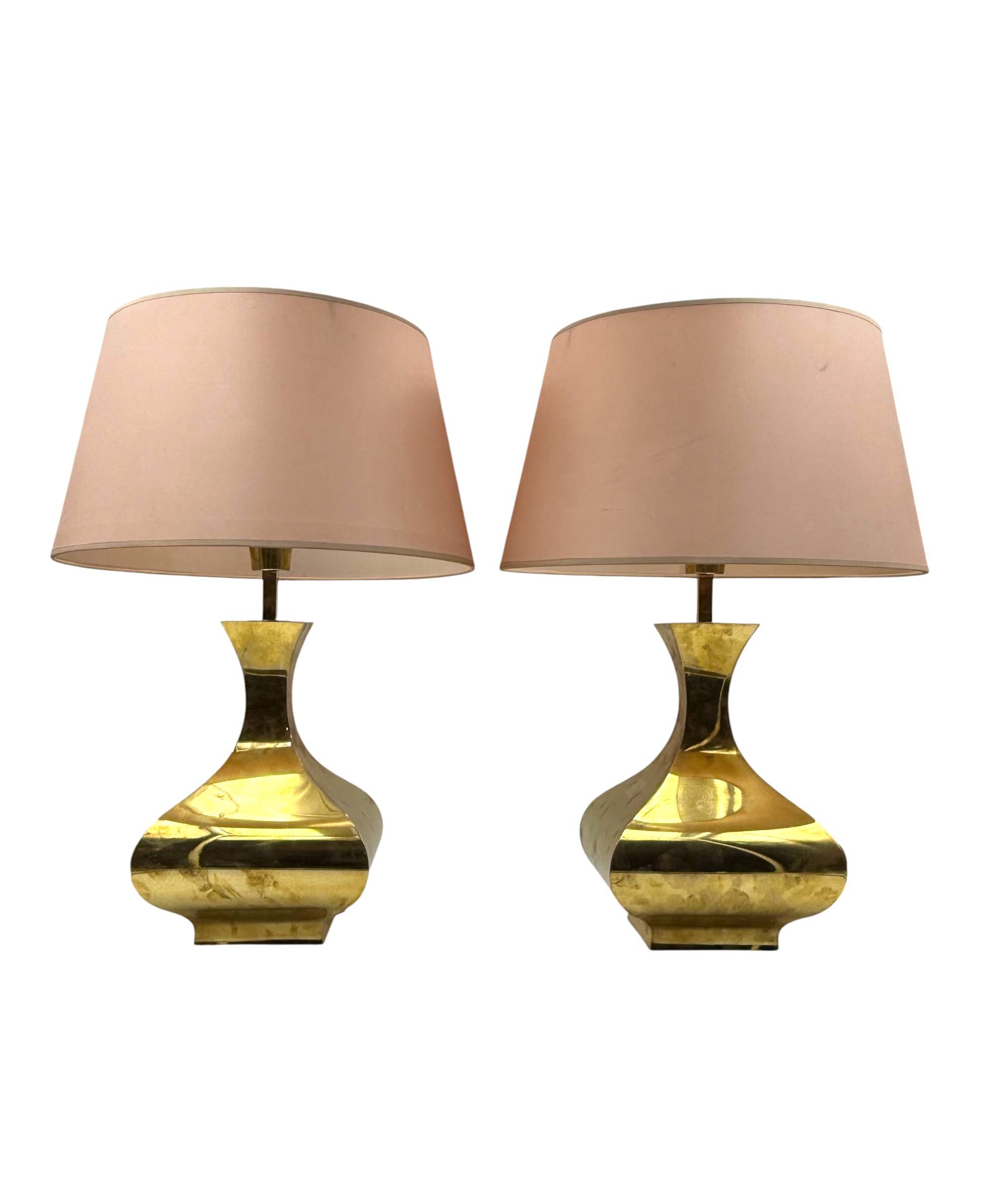 Hollywood regency set of 2 table lamps mod. Piramide, High Society Italy 70