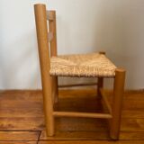 Vintage children's chair in wood and straw