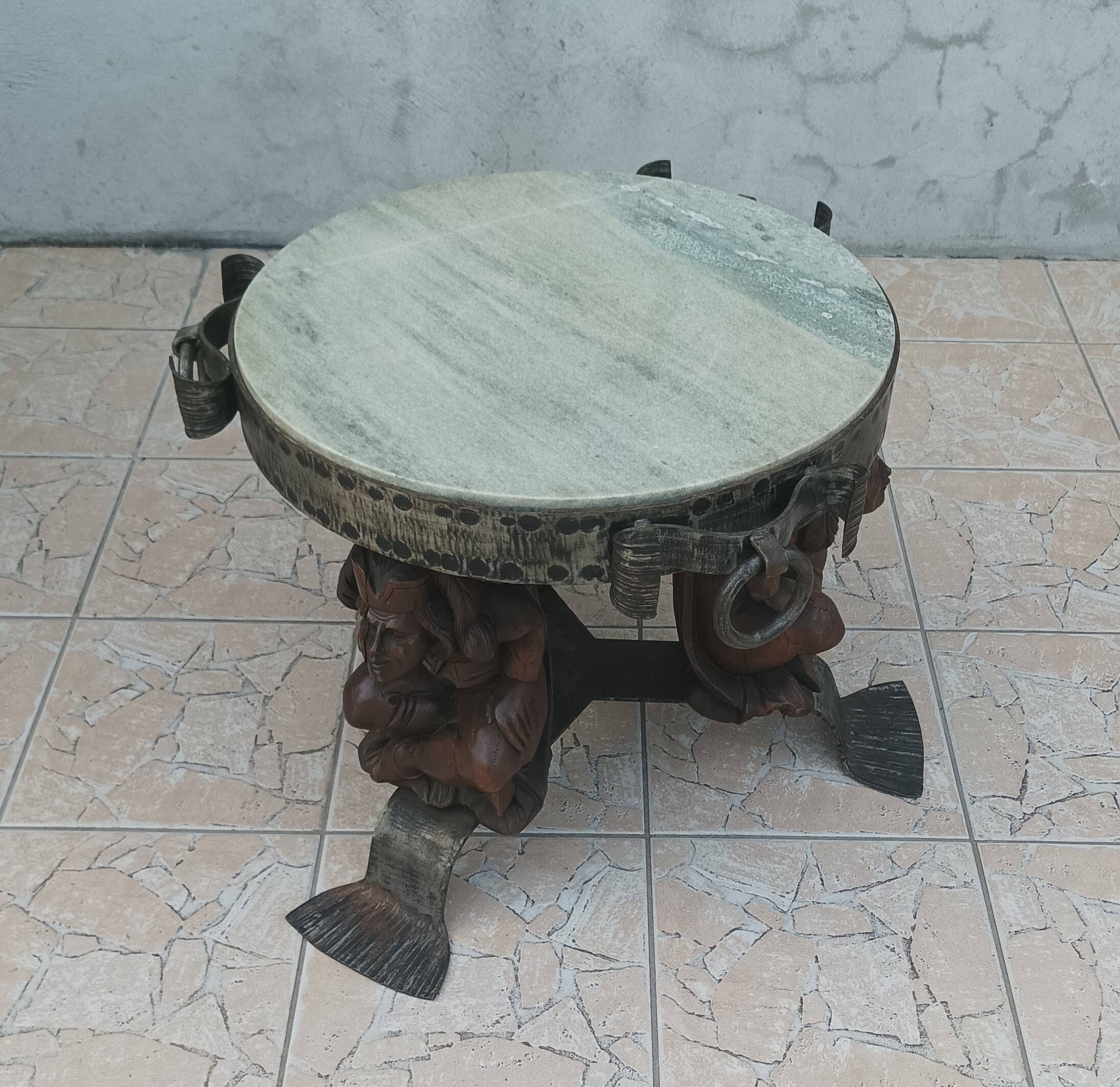 Jean-maurice rothschild (1902-1999) wrought iron and marble coffee table