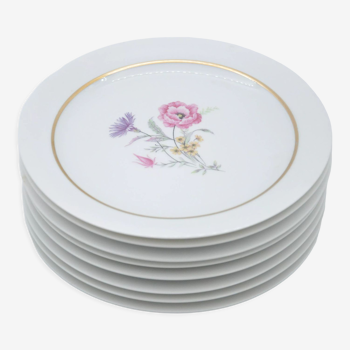 8 assiettes plates en porcelaine de Limoges collection art table