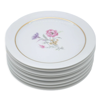 Old service 8 flat plates in Limoges porcelain art table collection