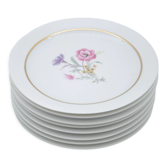 8 assiettes plates en porcelaine de Limoges collection art table