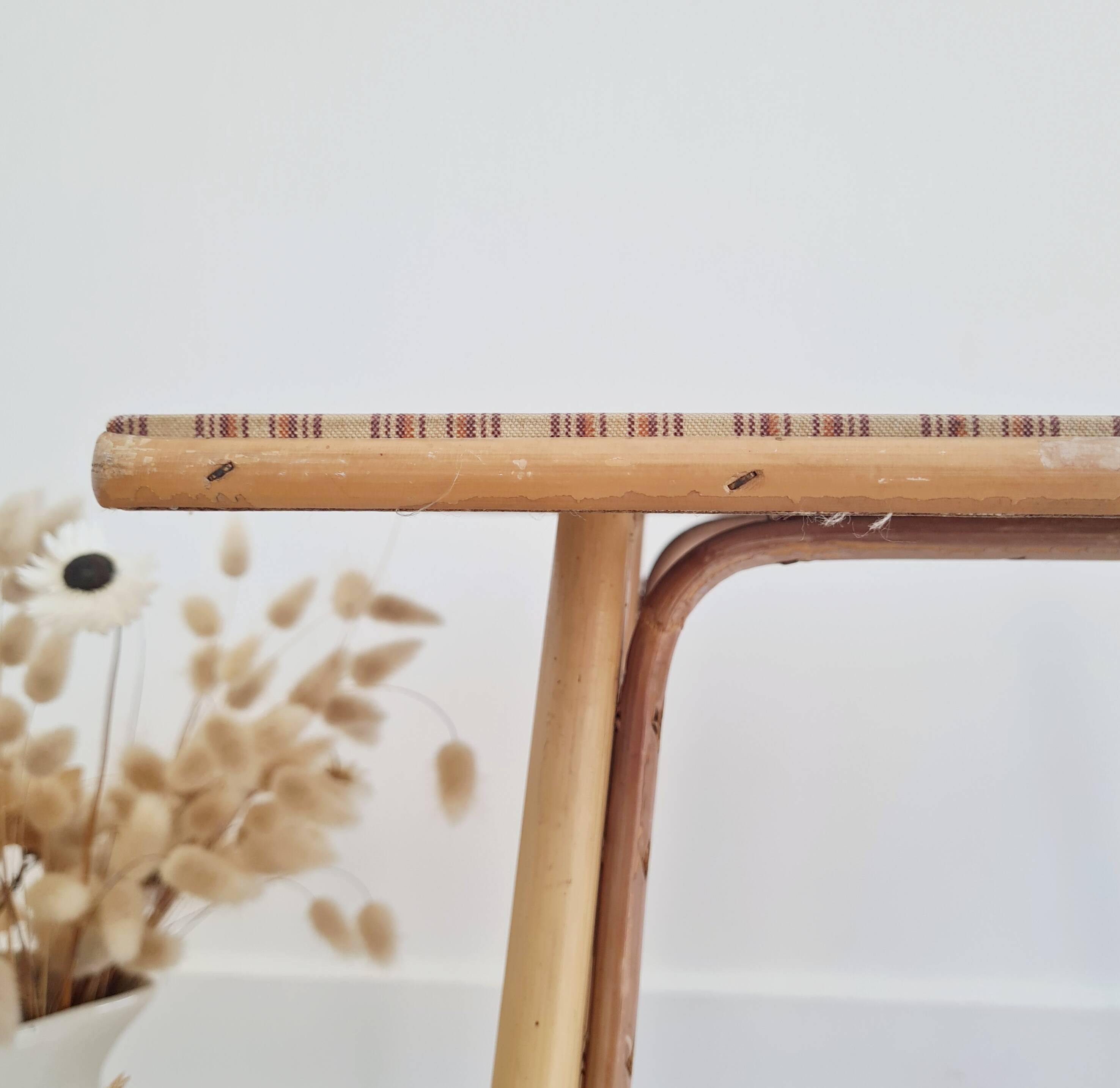 Rattan coffee table with tartan top