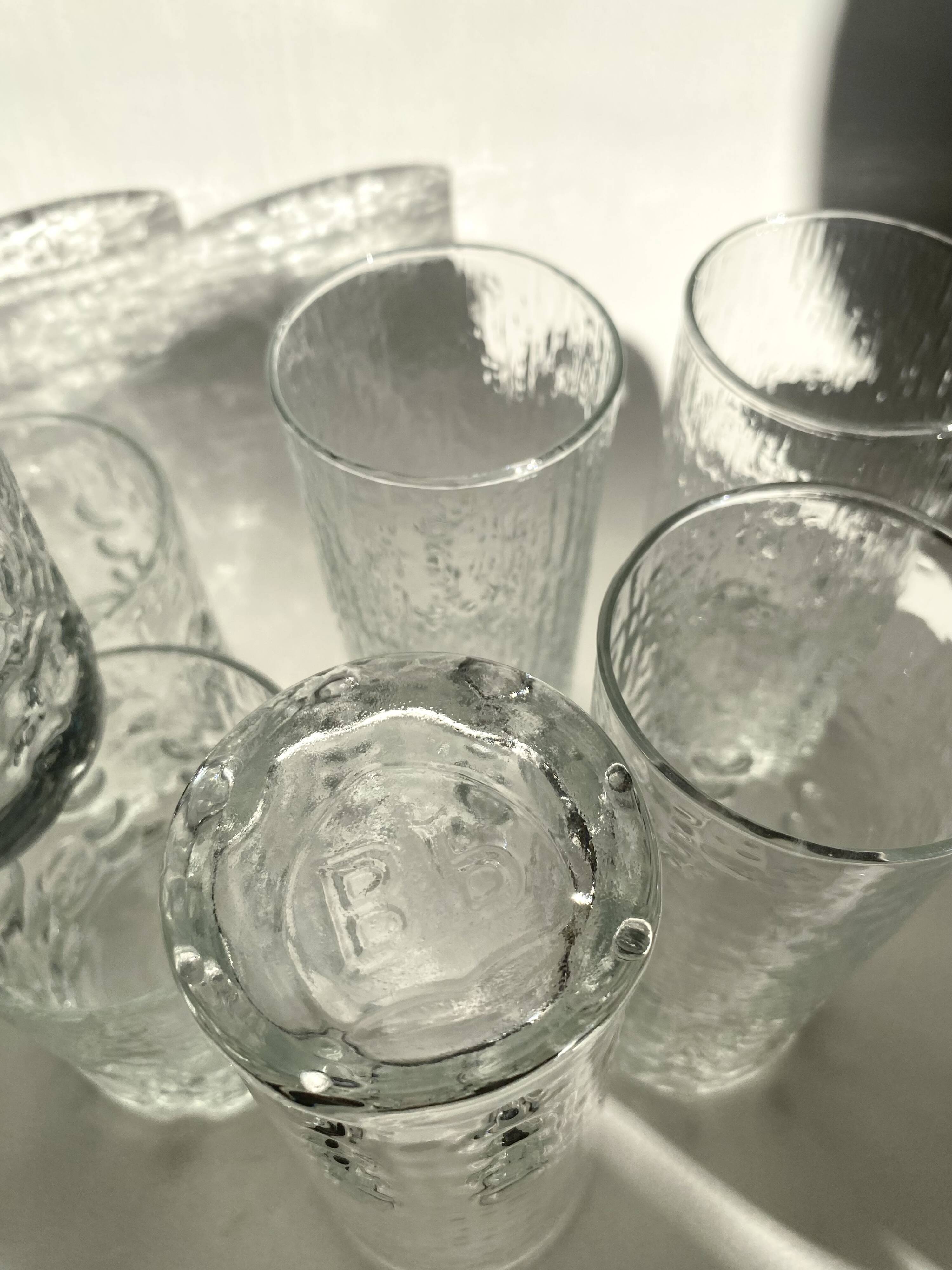 Set verres reliefs BP années 70