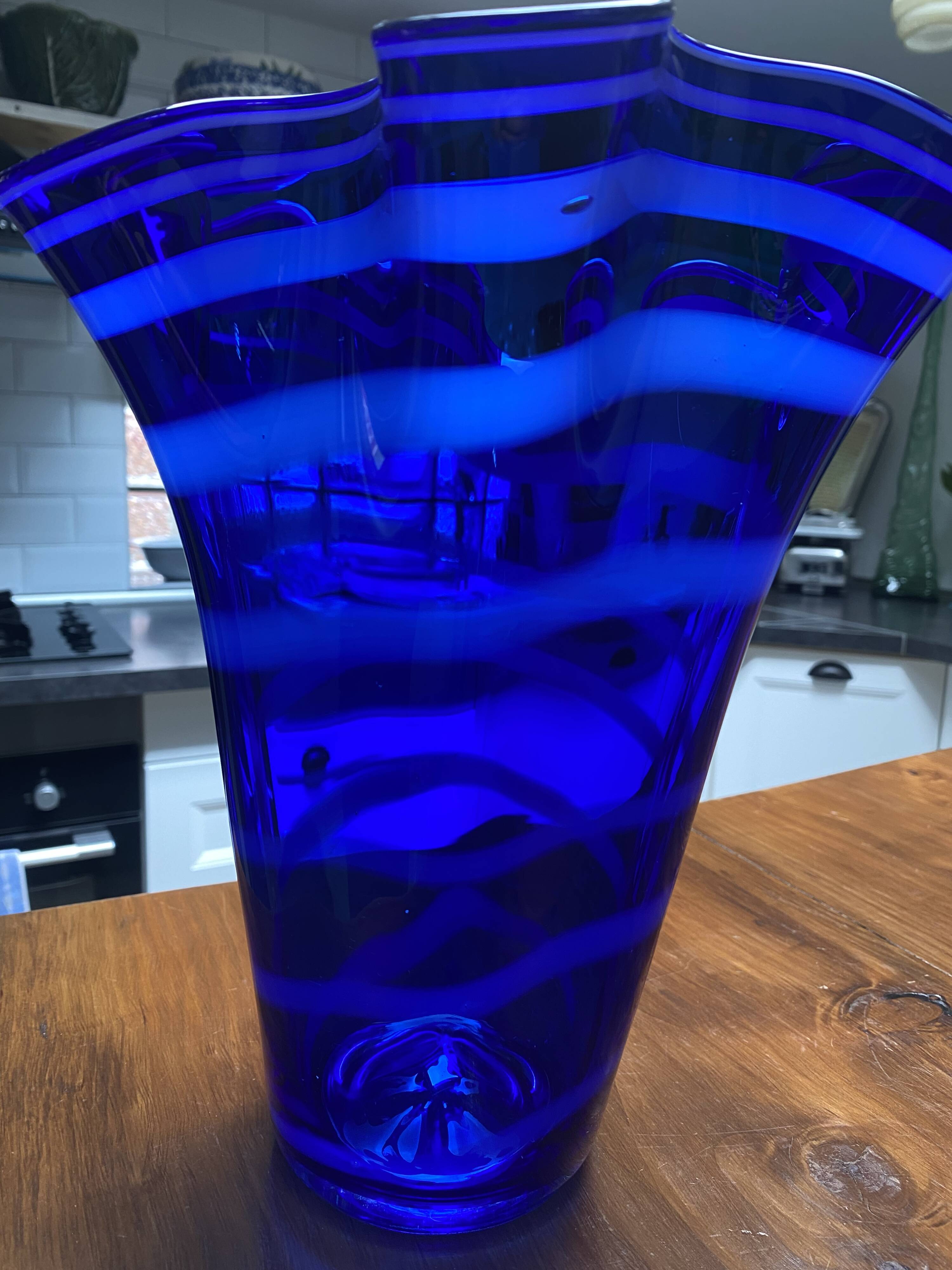 cobalt blue handkerchief vase