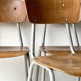 Chaises d'école vintage, lot de 6