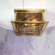 Ceiling lamp or square wall lamp in brass, beveled and tinted glass 1970