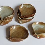 Eight ramekins"shells"vintage enamelled potter's sandstone