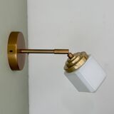 Vintage art deco globe wall lamp in white opaline