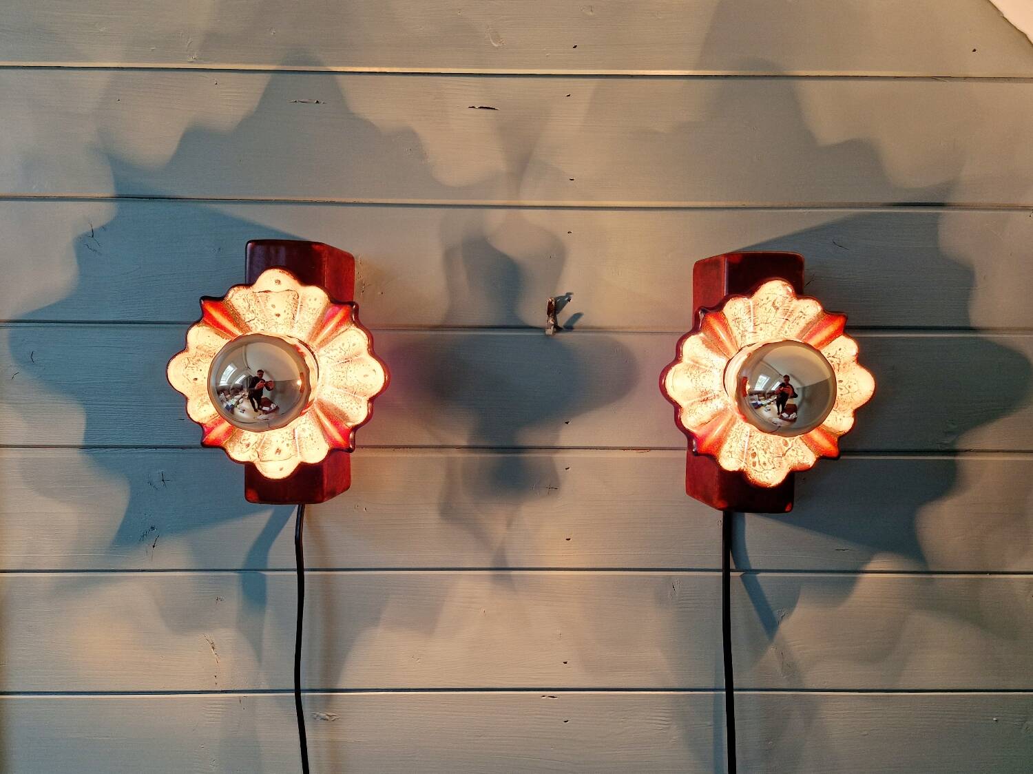 Paire d'appliques vintage en céramique, années 70