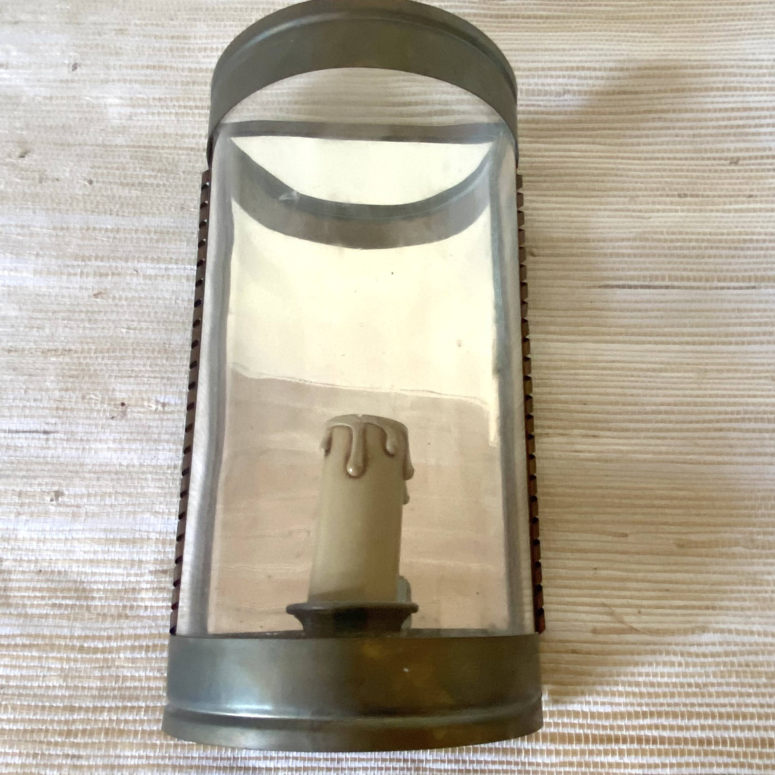 Brass and mirror lantern wall light