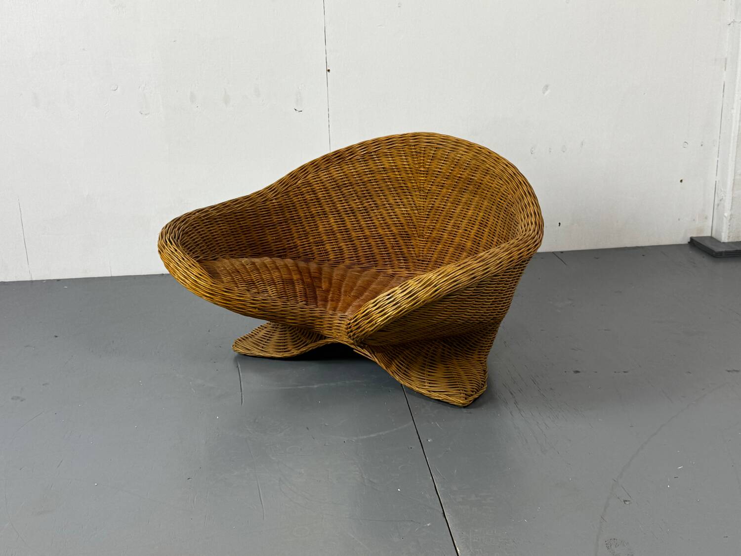 Vintage Shaped Wicker and bamboo Meditation Lotus Chair, 1970s