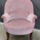 Ancien Fauteuil Crapaud velours Rose Pâle/Style Louis XV
