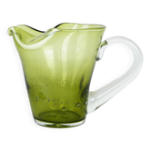 Olive green glass jug, Italian design, 1960s, made in Italy