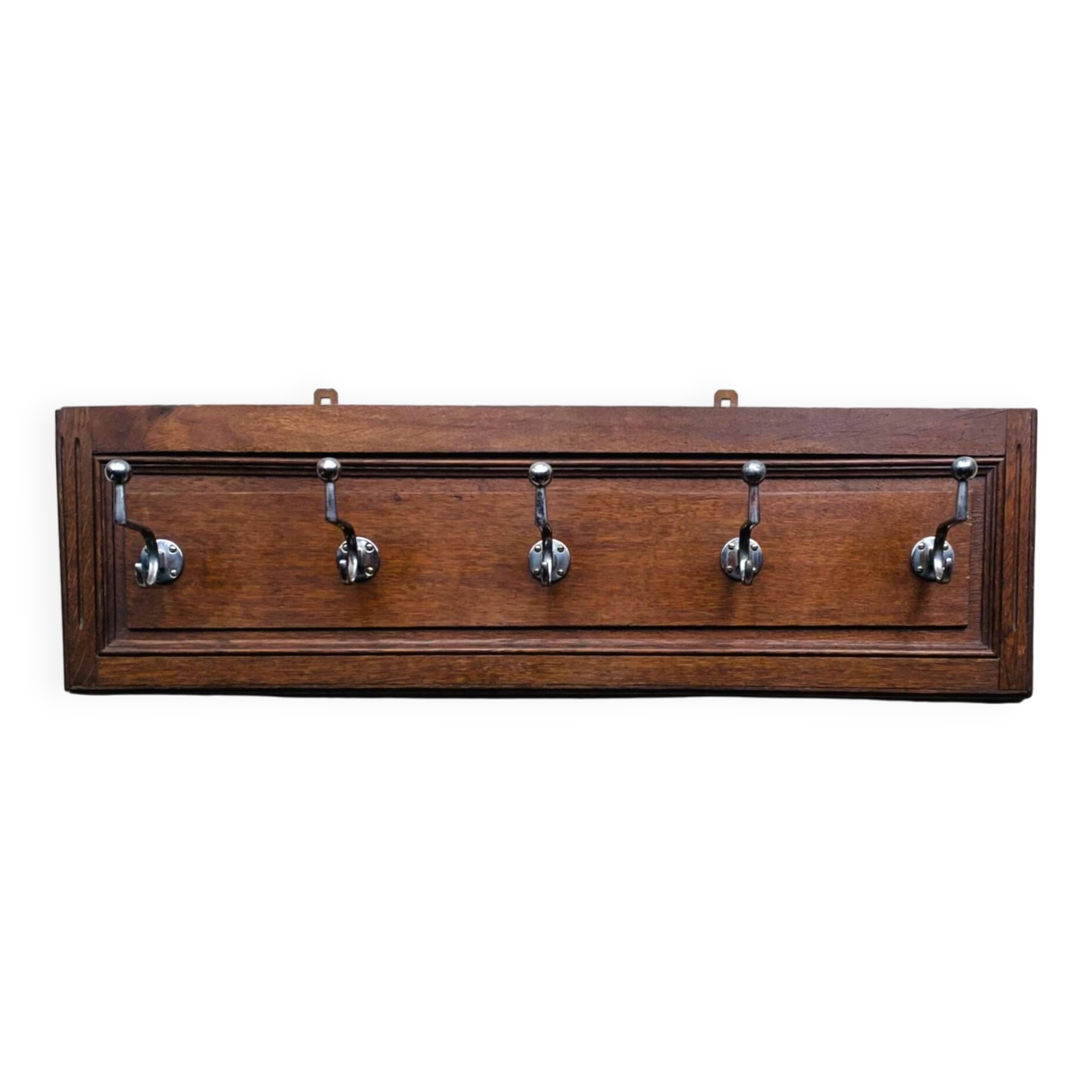 Art Deco wall-mounted coat rack in solid wood - 5 hooks