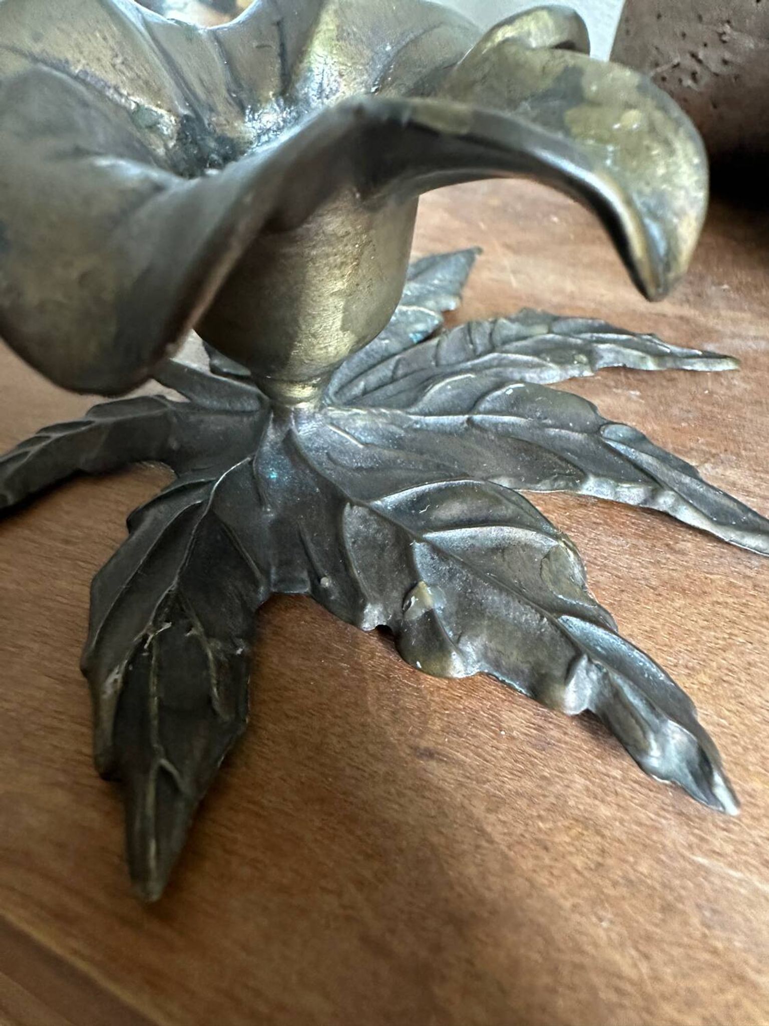 Brass flower candle holder