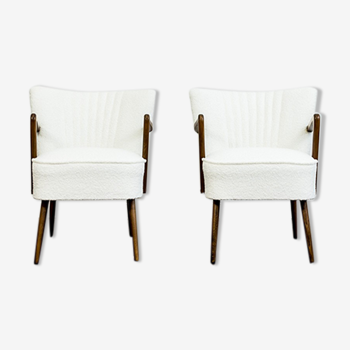 Pair of White Boucle Cocktail Chairs 1950's