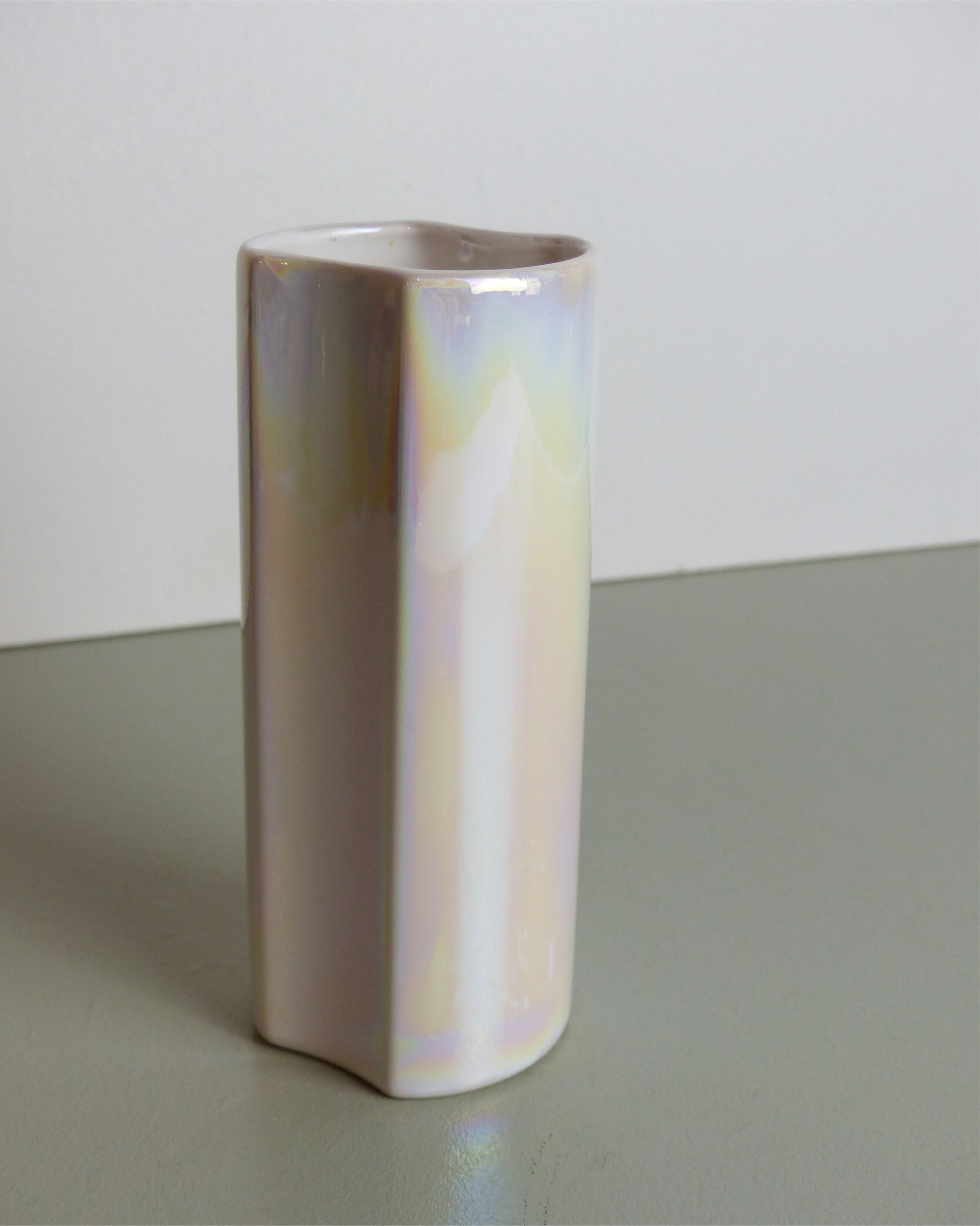 Iridescent white vase