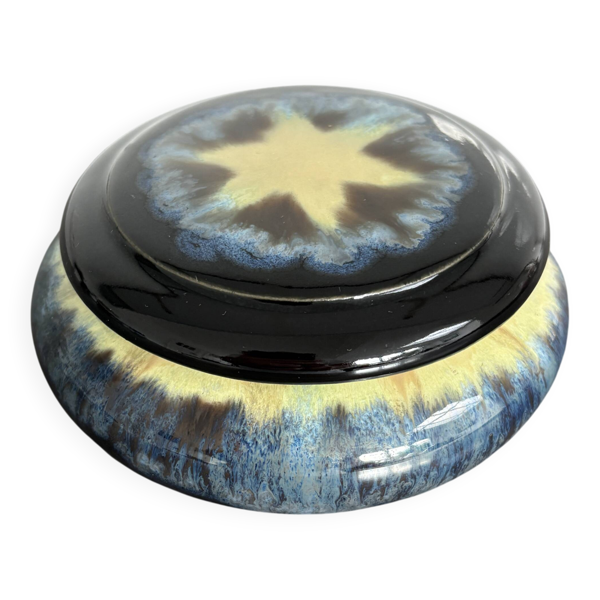 Antique enamelled ceramic box signed alpho