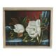Painting on canvas signed, still life with magnolias.