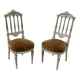 Pair of Italian chairs in lacquered wood and fabric seat