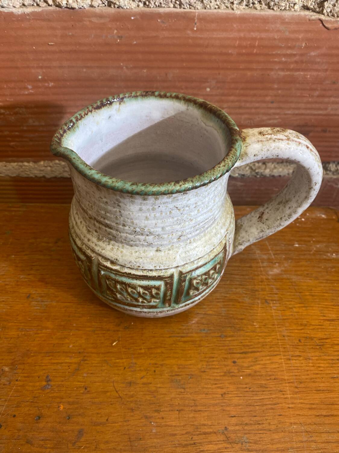 Antique pitcher marcel giraud vallauris stoneware grey & green vintage #c593