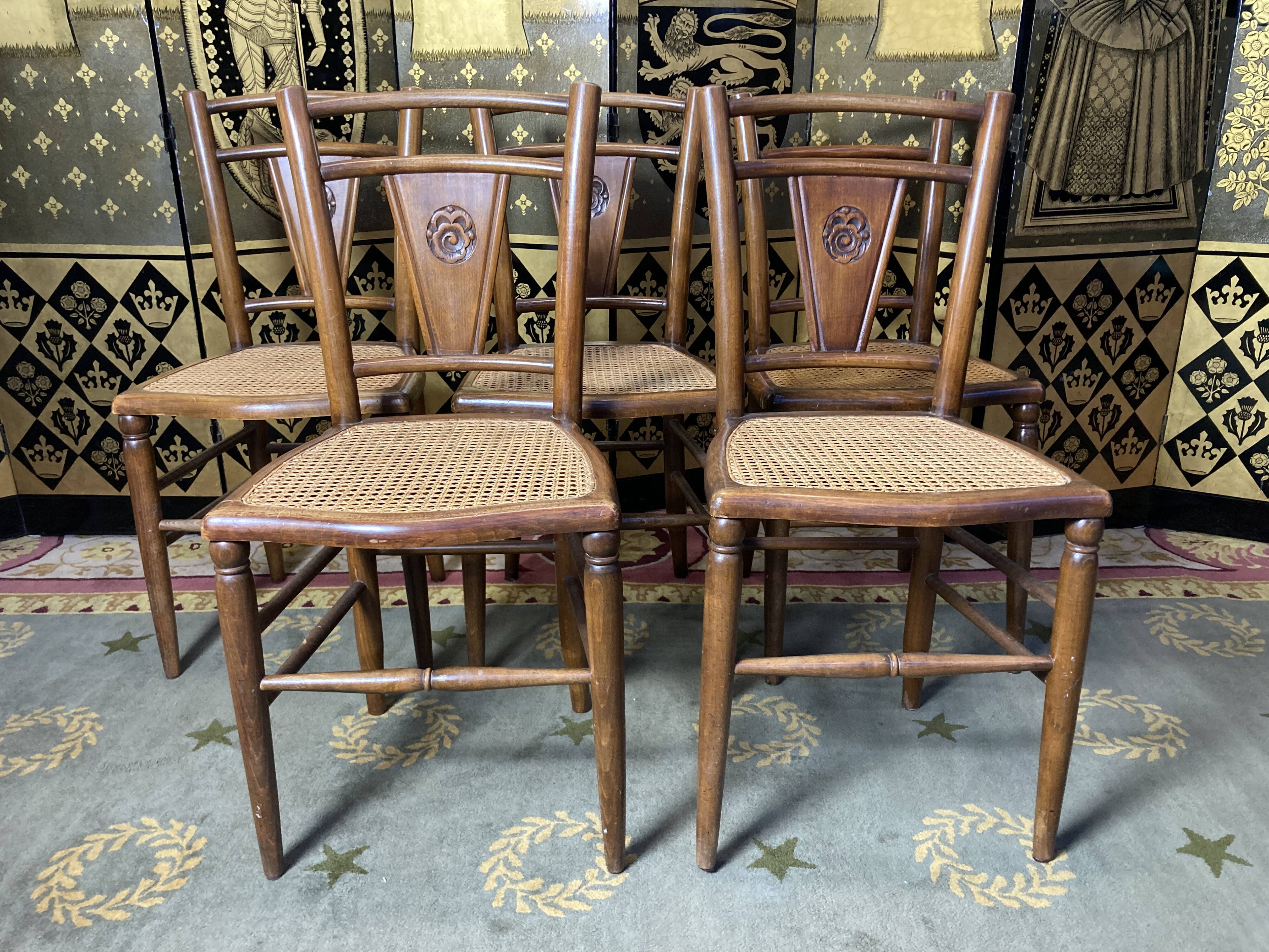 5 tanned bistro chairs